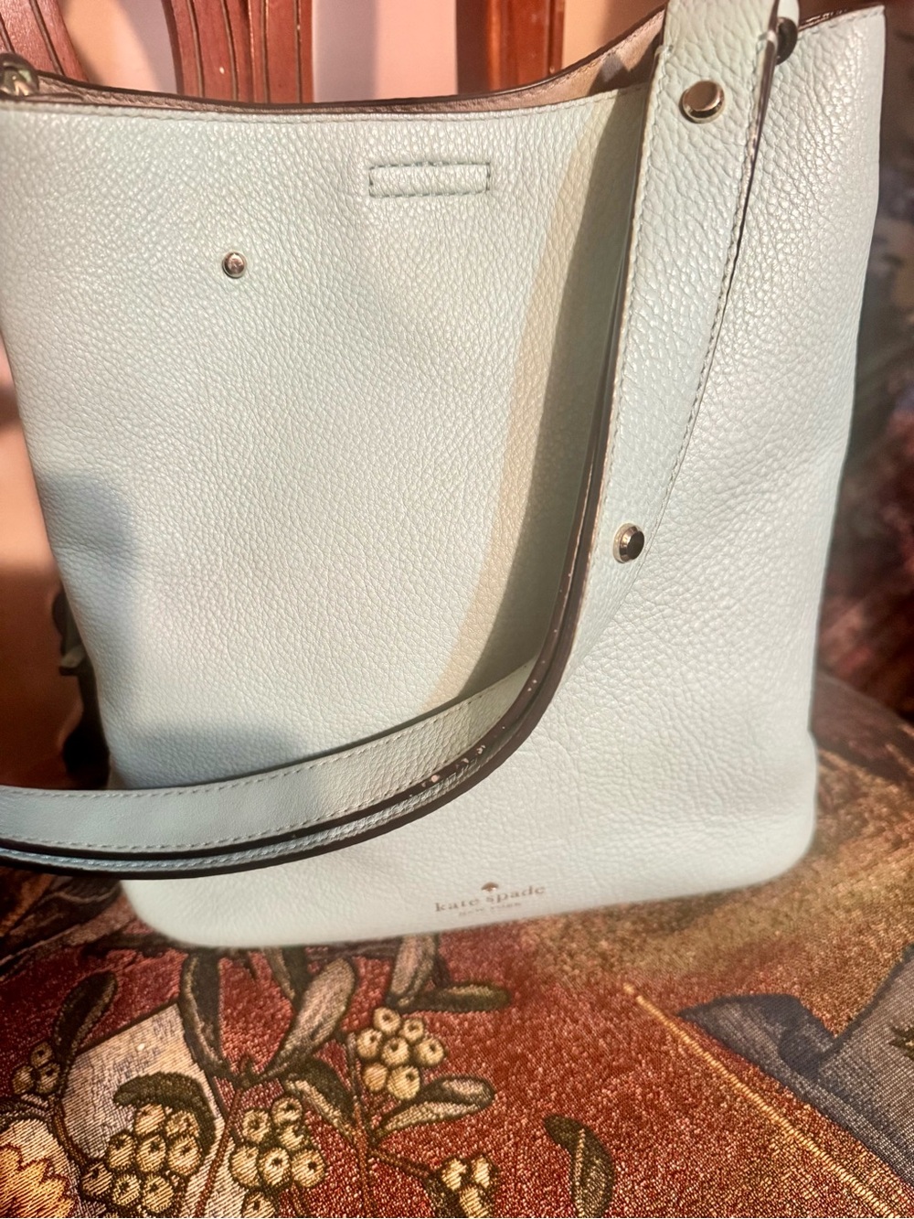 kate spade light aqua leather bucket shoulder bag - Picture 13 of 15